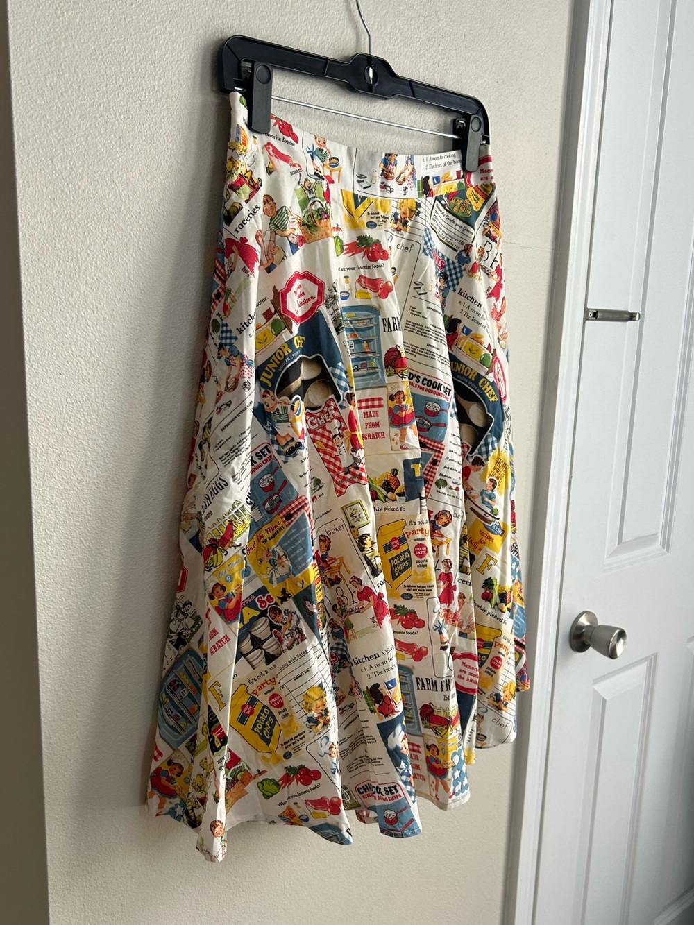 NWT Tulip B Retro-Inspired Kitchen Ad Print Comic Classic A Line Full Skirt Sz L - Picture 2 of 7